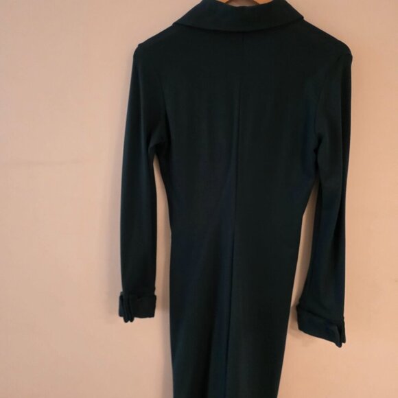 United Colors of Benetton Dark Green Long Sleeve Shirt Dress - Picture 2 of 4